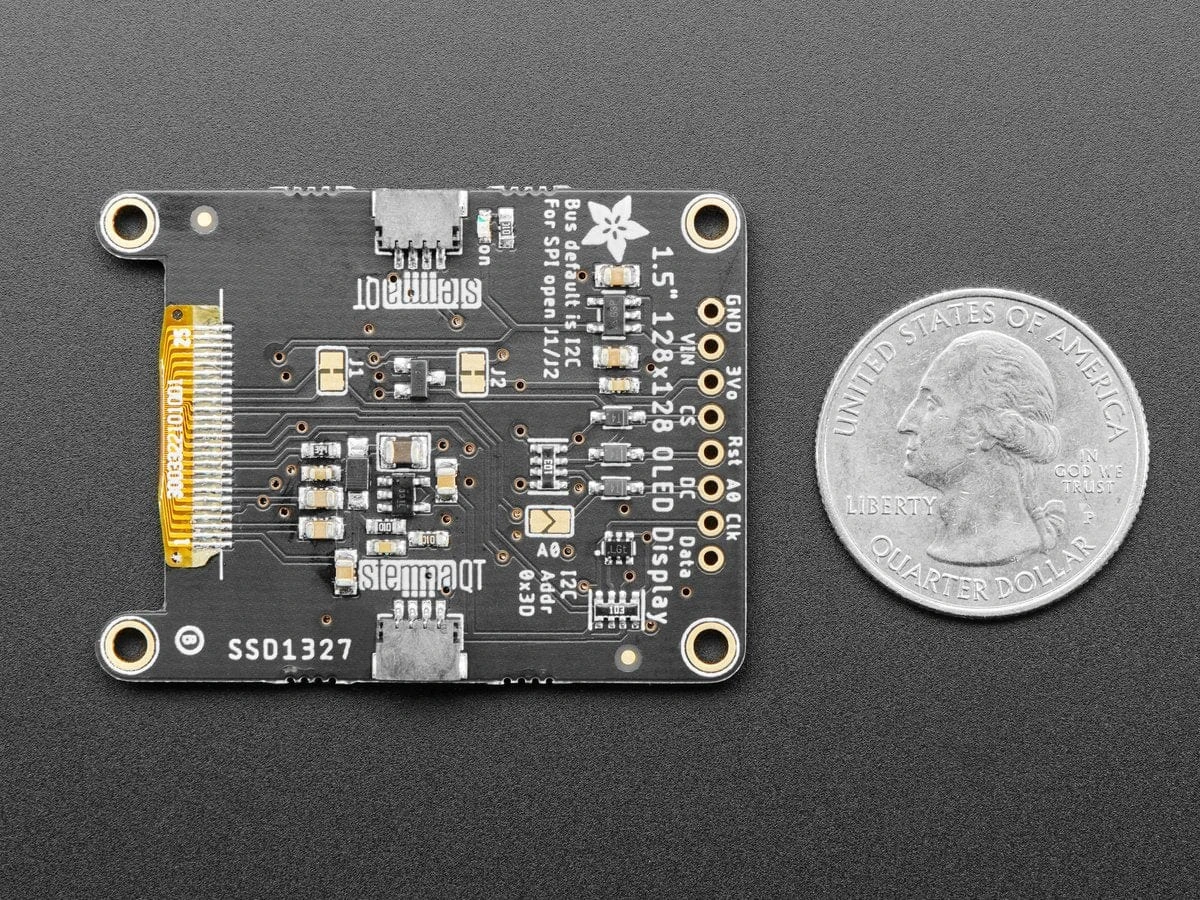 Adafruit Grayscale 1.5" 128x128 OLED Graphic Display (STEMMA QT / Qwiic) 5 Adafruit Grayscale 1.5" 128x128 OLED Graphic Display (STEMMA QT / Qwiic) - Image 3