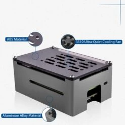 Aluminium NAS Case For Pi 4 With Quiet Cooling Fan -3C Electronic Products aluminium nas case for pi 4 with quiet cooling fan 52pi zp 0140 40477431136451