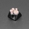 Black Aluminum Kitty Paw Keycap With Pink Silicone Toes