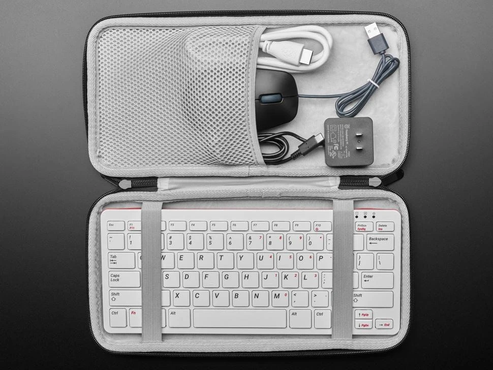 Black Zipper Sleeve Case With Handle For Raspberry Pi 400 - Image 3