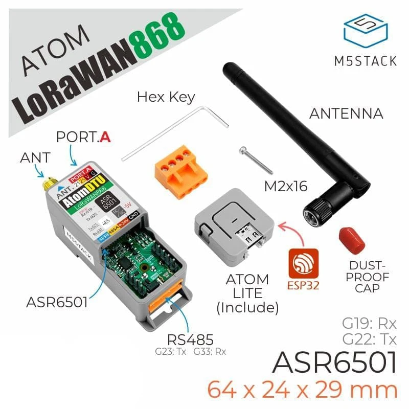M5Stack Atom DTU LoRaWAN Kit 868MHz (ASR6501) - Image 2