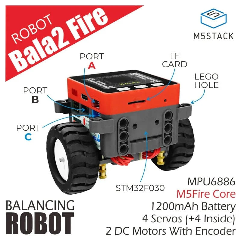 M5Stack BALA2 Fire Self-balancing Robot Kit 4 M5Stack BALA2 Fire Self-balancing Robot Kit - Image 2
