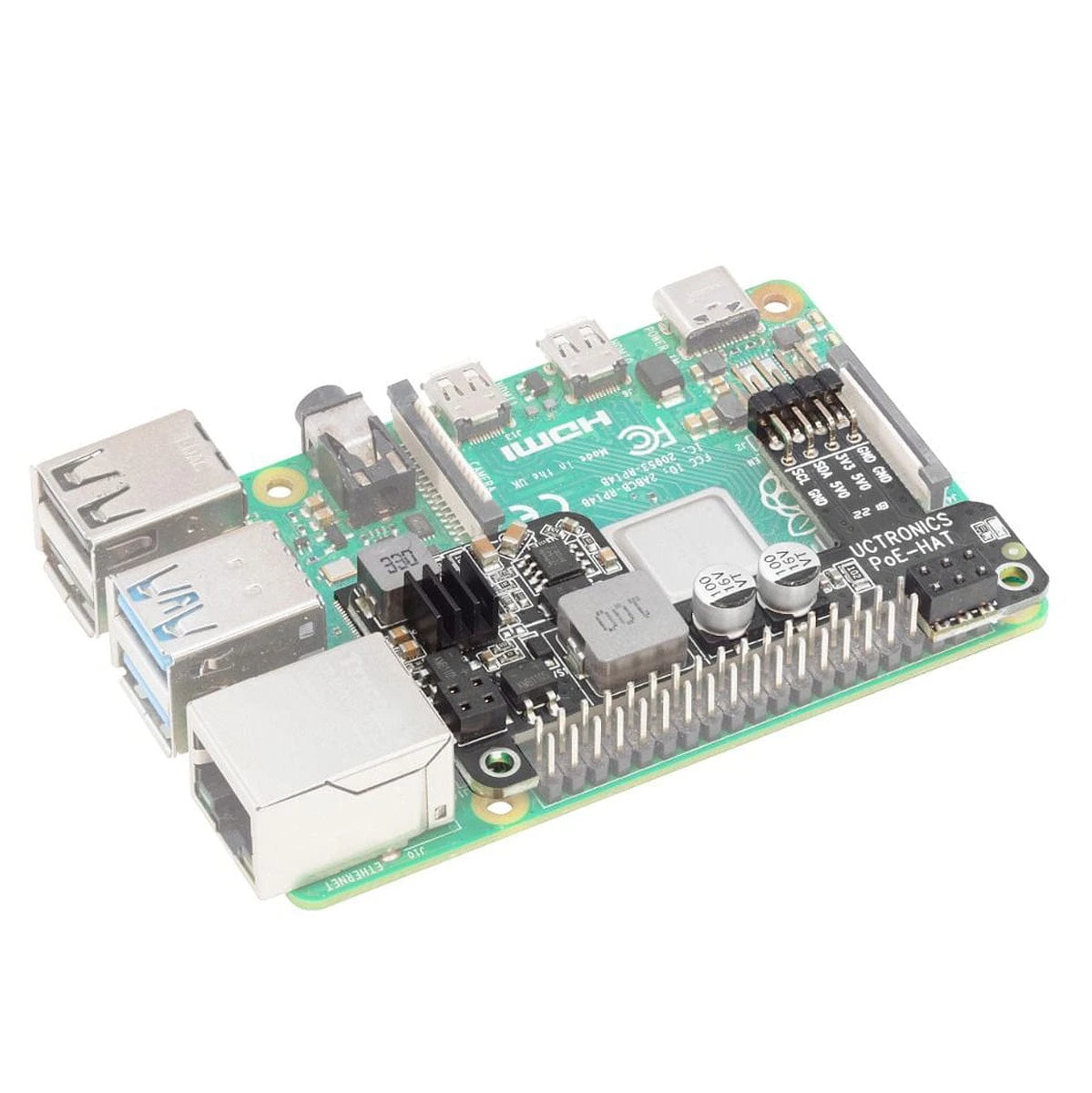 Mini Power Over Ethernet (PoE) HAT For Raspberry Pi 4 - No Fan - Image 2