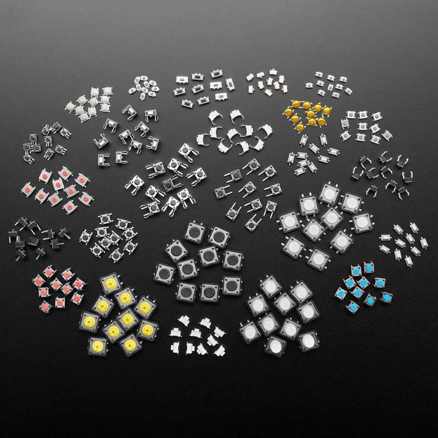 Tactile Switch Assortment - 25 Different Buttons With 10 Pieces Of Each