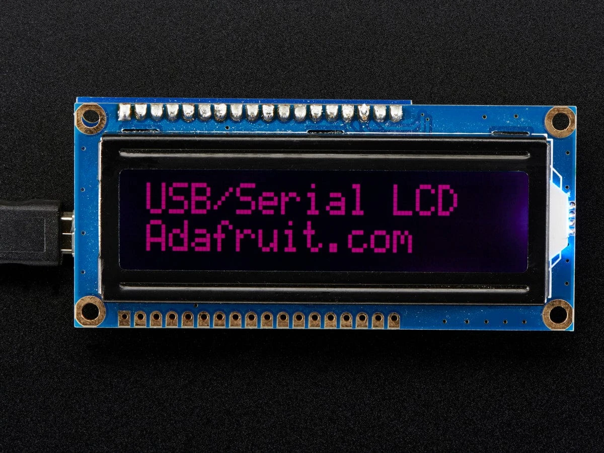 USB + Serial Backpack Kit With 16x2RGB Backlight Negative LCD (RGB On Black)